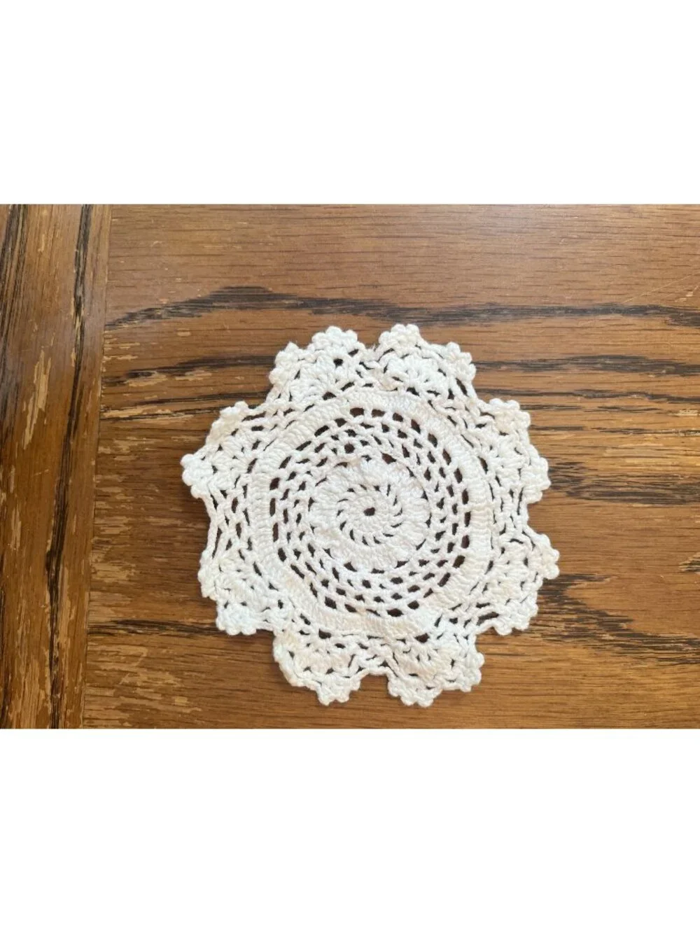 mall Charming Vintage White Handmade Crocheted Doily Cotton Scallop 5